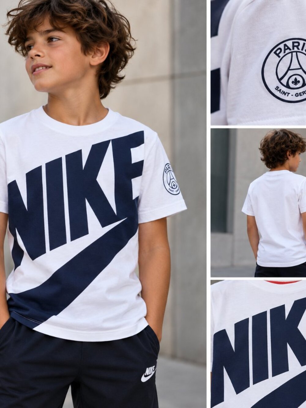 Nike PSG Paris Saint-Germain Youth Medium T-Shirt – Oversized Swoosh Graphic